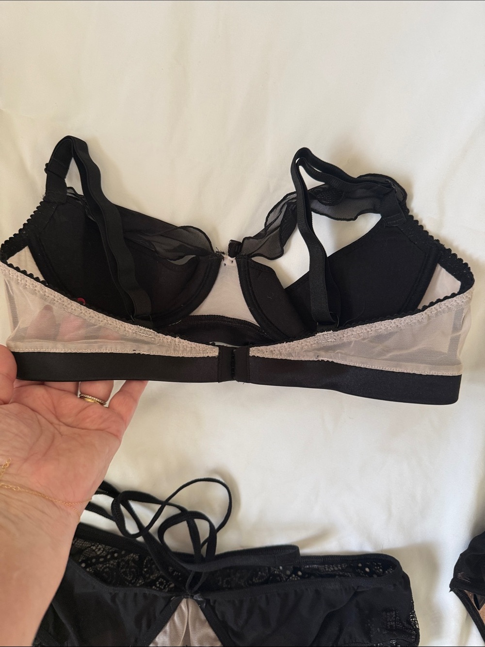 Bluebella Black Lace & Mesh Underwire Bra with Strappy Bikini Brief - Picture 3 of 8